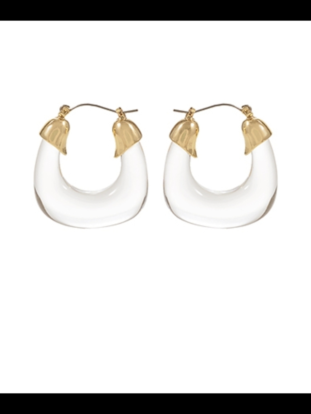 Gold Accent Clear Hoop Earrings
